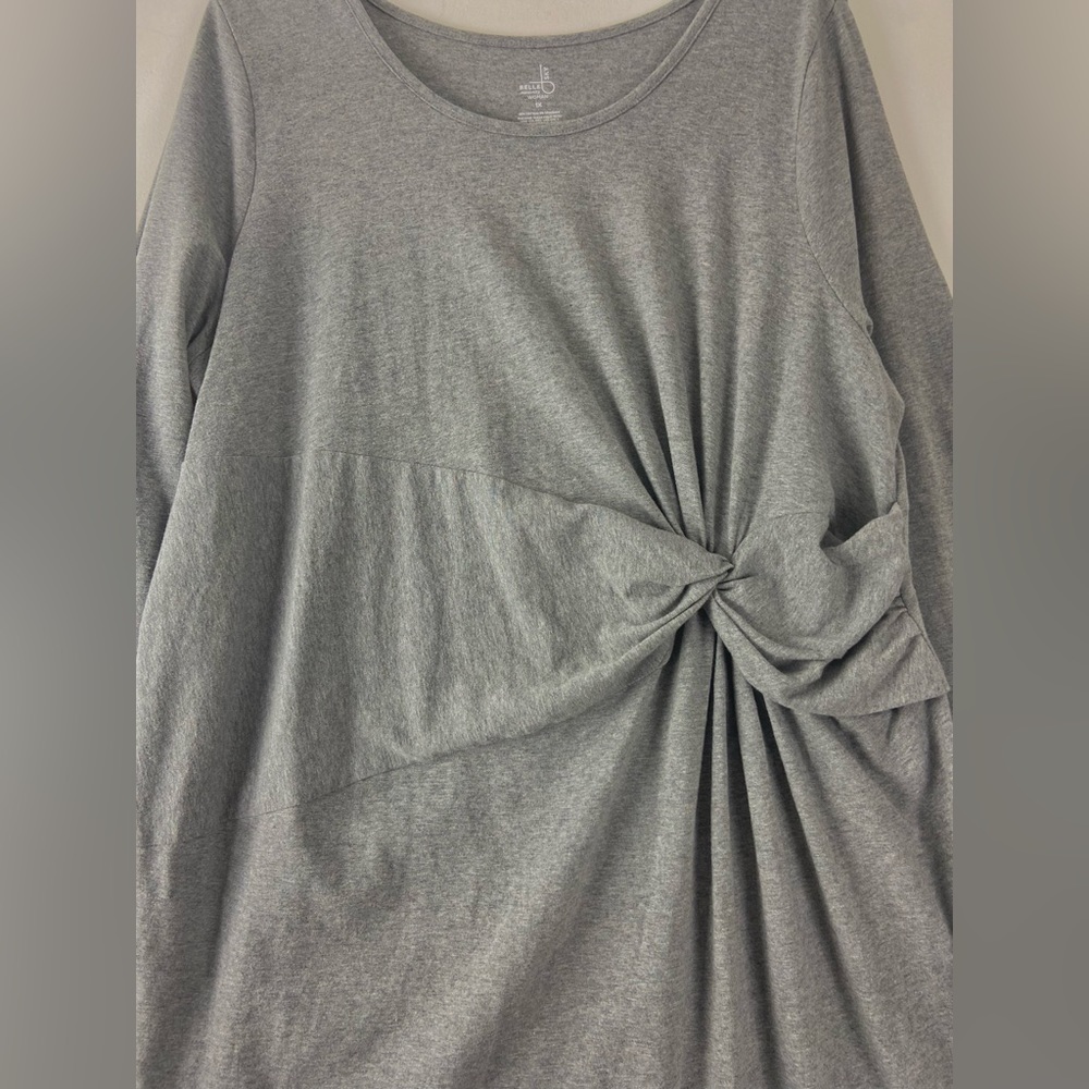 Belle Sky Gray Jersey Long Sleeve Maternity Dress Sz 1X (sku 191) - Picture 9 of 13